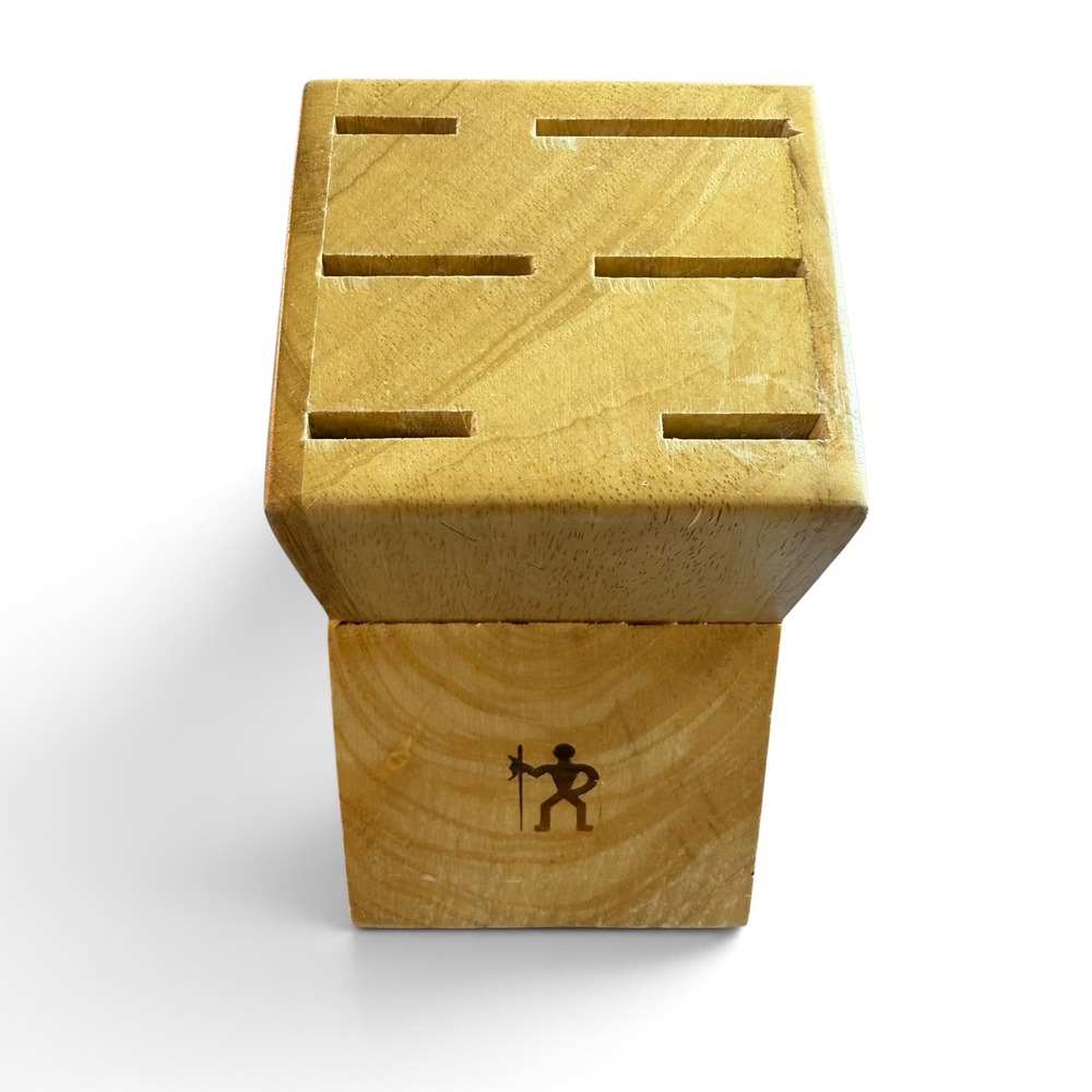 Henckels Wooden Knife Block 6 Slot Natural Wood Kitchen Cutlery Storage Block
